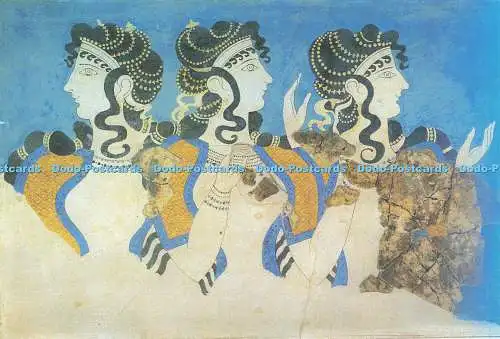 D143299 Herakleion Museum Damen in blauem Fresko von Knossos 16. Jh. B C K Vou