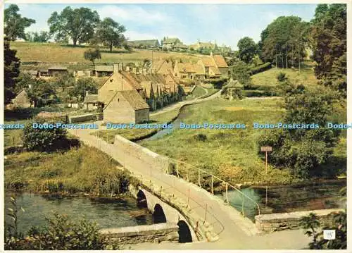 D143463 Bibury Gloucestershire Arlington Row and Bridge Walter Scott Colour Seri