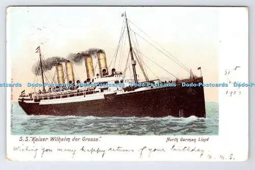 R780191 Norddeutscher Lloyd S Kaiser Wilhelm der Grosse F H London PM Bristol 1