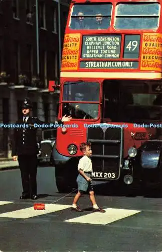 D192783 Londoner Polizist im Point-Dienst fotografische Grußkarte natürliche Farbe