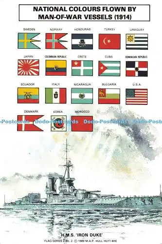 D192812 H M S Iron Duke Marine Kunst Poster Marine Flagge Serie Nr 2 1989
