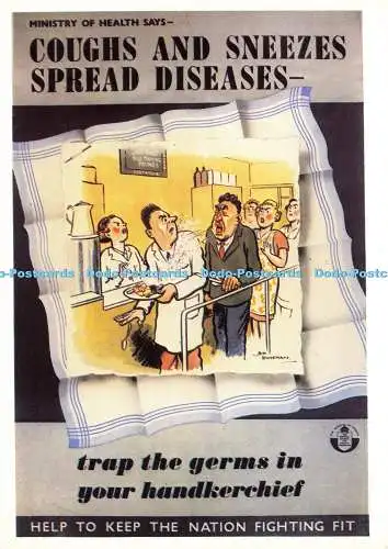 D192838 H M Bateman hustet und niest verbreitet Krankheiten Poster um 1942 Imperial Wa
