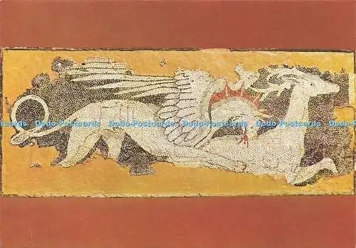 D199864 Pella Bodenmosaik eines Grittins Angriff auf ein Hirschenende des 4. Jahrhunderts B C S