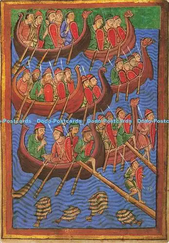D198293 Die Wikingerinvasion in East Anglia aus einer Handschrift des 12. Jahrhunderts Die