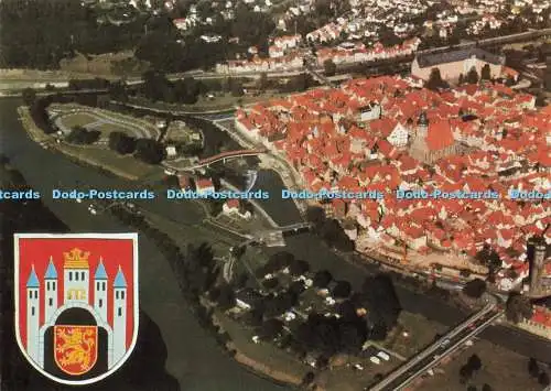 D195890 Hann Munden Blick auf Kernstadt und Tanzwerder mit Campingplatz Carl Tho