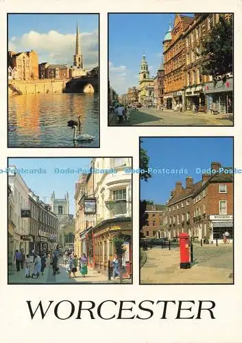 D196090 Worcester College Yard River Severn und Worcester Bridge High Street und