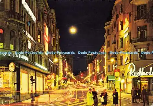 D200574 Stockholmer Kungsgatan bei Nacht Krüger Nordisk Pappersindustri 1965