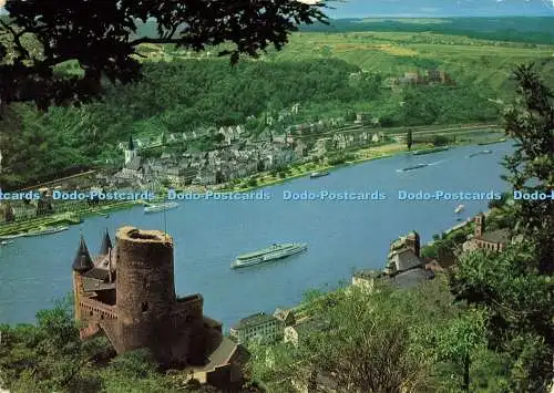 D209568 St Goar St Goarshausen mit Burg Katz und Ruine Rheinfels F G Zeitz