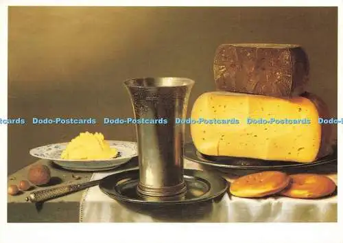 D209882 Stillleben mit einem Zinnkelch Käse eine Schale Butter und anderes Objekt