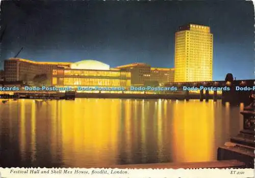 D215595 London Festival Hall and Shell Mex House Floodlit Valentine Valuxe