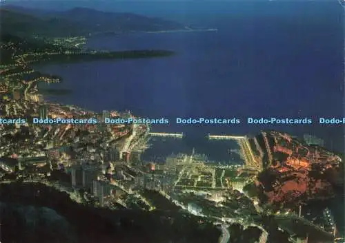 D225538 Principaute de Monaco De nuit le Rocher de Monaco et le Musee Oceanograph