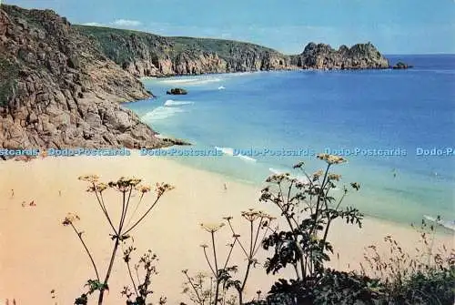 D222014 Cornwall Porthcurno Einer der schönsten Strände Cornwalls, wo der Atlantik Ro