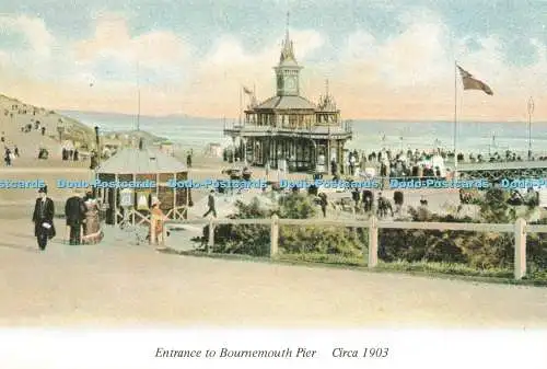 D226102 Eingang zum Bournemouth Pier um 1903 Baumwollkarte Apollo Press
