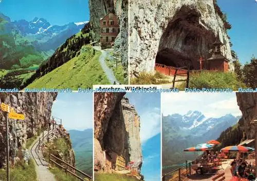 D224577 Aescher Wildkirchli Appenzell I Rh mit Wildkirchli Blick gegen Seealpsee