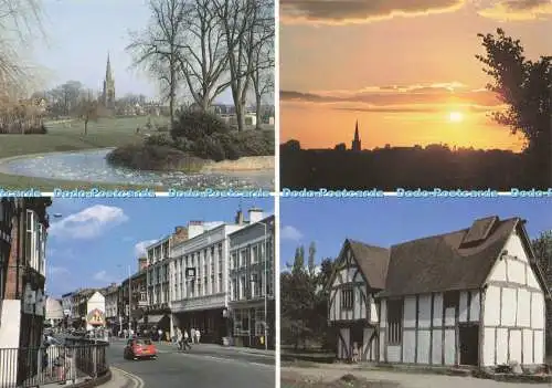 D224789 Worcs Bromsgrove Sanders Park Sonnenuntergang über St John Church Jarrold and Son