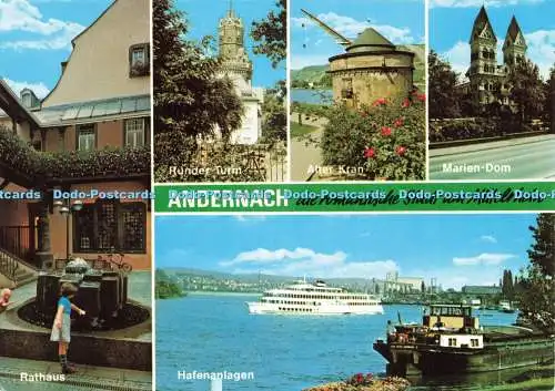 D225005 Andernach die Romantische Stadt am Mittelrhein Runder Turm Alter Kran Ma