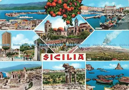 D227505 Sicilia Palermo Etna Messina Taormina Stab Cesare Grafico Capello Multi