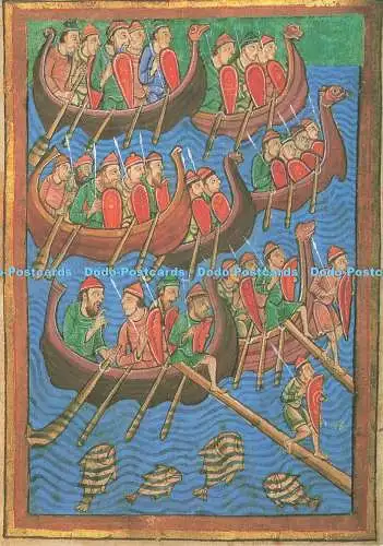 D245629 Die Wikinger-Invasion in East Anglia aus einer Handschrift aus dem 12. Jahrhundert E T