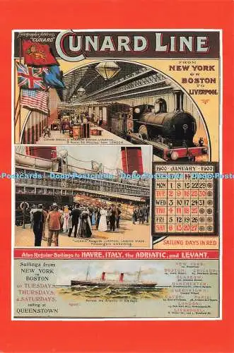 D240753 Cunard Line von New York oder Boston nach Liverpool Marine Art Poster Colle