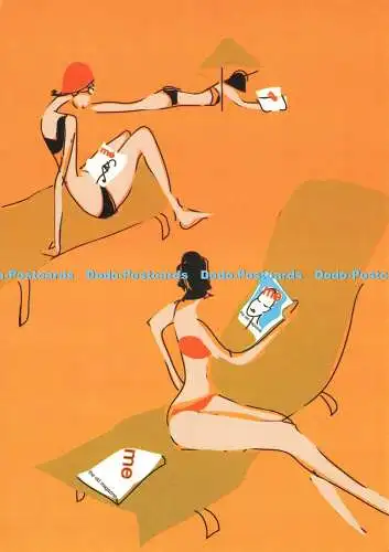 D240773 Womans on the Beach Bumerang Celestino Garcia Fashion Illustrator