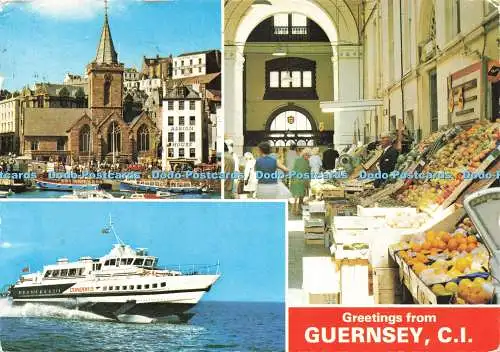 D244201 Grüße vom Gemüsemarkt Guernsey C I St Peter Kirche E T W Denni