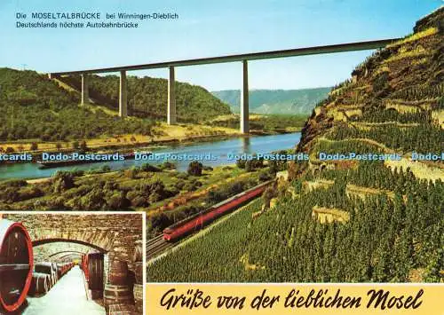 D241387 Grusse von der Lieblichen Mosel Die Moseltalbrücke bei Winningen Eugen S