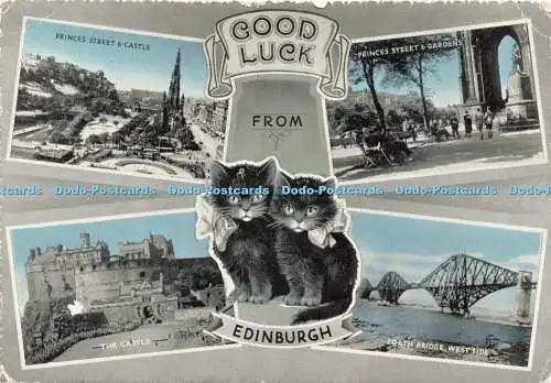 D241665 Viel Glück aus Edinburgh The Castle Princes Street und Castle E T W Denn
