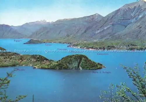 D247617 Comer See Bellagio mit Blick auf den Balbianello Point und das Ufer des T