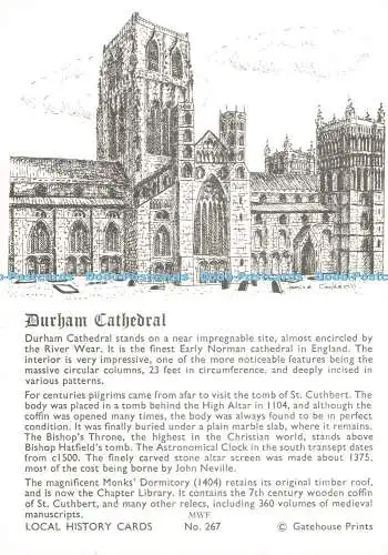 D249780 Durham Cathedral Gatehouse Prints Local History Cards No 267
