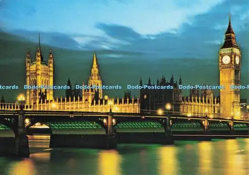 D248015 London Flutlicht Blick auf die Houses of Parliament J Arthur Dixon Ltd