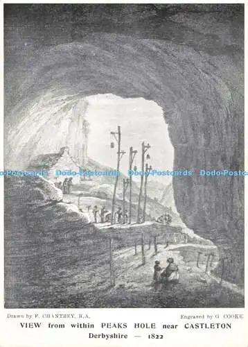 D254443 Derbyshire Blick von innerhalb des Gipfellochs nahe Castleton F Chantrey G Cooke