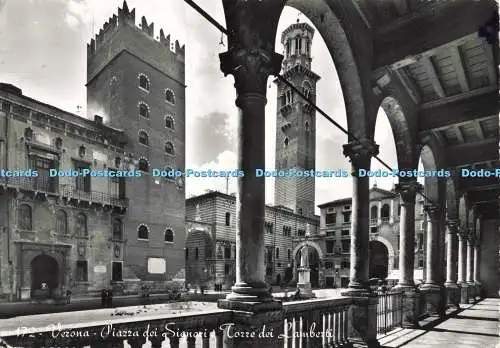 D254253 Verona Seignories Square and The Lamberti Tower Bruno Ferrari RP 1960