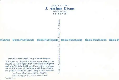 D256669 Caernarvonshire Snowdon von Capel Curig J Arthur Dixon