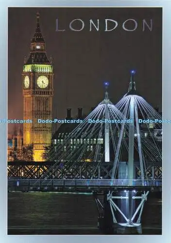 D280533 London Big Ben und Hungerford Bridge bei Nacht Lambert Souvenirs