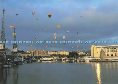 D284395 Ballons Over Bristol Docks Sky Cards Mid Wales Litho Ltd Huntley Hedwor