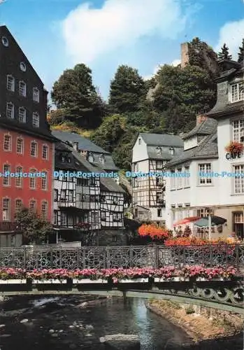 D279007 Monschau Eifel Partie en der Rur Mit Rotem Haus und Ruine Haller F G Zei
