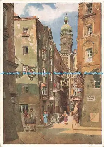 D271113 Künstlerserie Innsbruck Seilergasse mit Stadtturm Edo v Handel Mazzetti