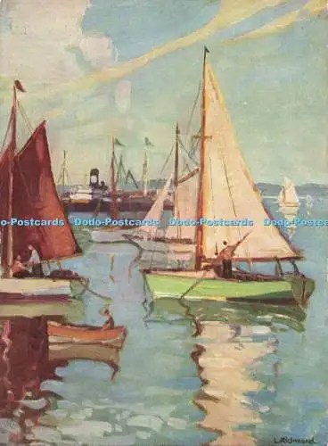 D269763 Segelboot im Hafen von Torquay Leonard Richmond W G Briggs