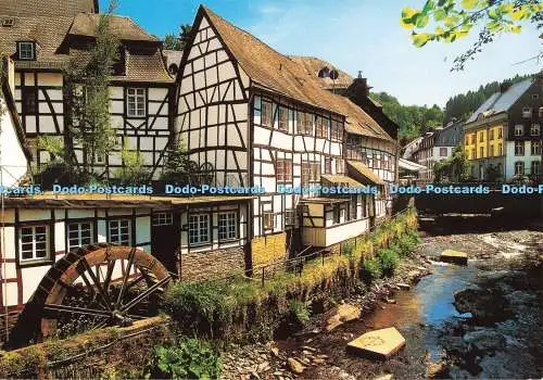 D264547 Monschau in der Eifel Blick uber die Rur mit Altem Mühlrad F G Zeitz Zei