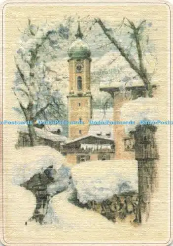 D269636 Winterzeit Häuser mit Schnee bedeckt Garmisch Partenkirchen