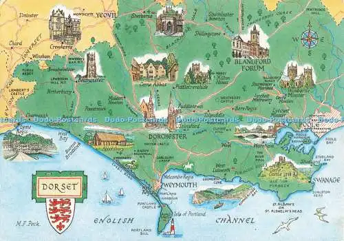 D266585 Dorset Map J Salmon Ltd Aquarell M F Peck