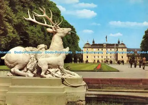 D265134 Schwetzingen Hirschgruppe mit Schloss im Schlosspark Cramers Kunstanstal