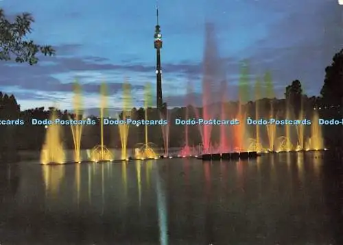 D265599 Dortmund Westfalenpark Wasserorgel mit Florianturm Cramers Kunstanstalt