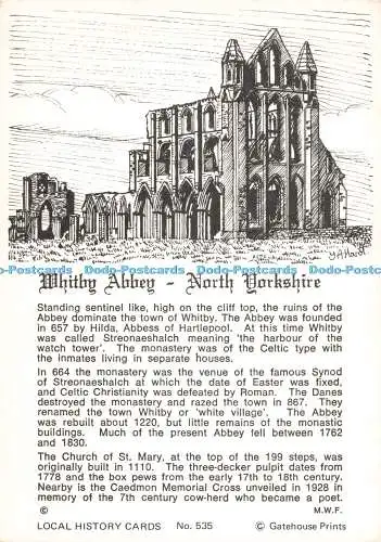 D270370 North Yorkshire Whitby Abbey Gatehouse Prints Local History Cards No 535