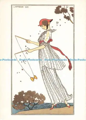 D272252 Kleid bedruckter Rasen George Barbier Dover Publikationen Stevens alle Occa