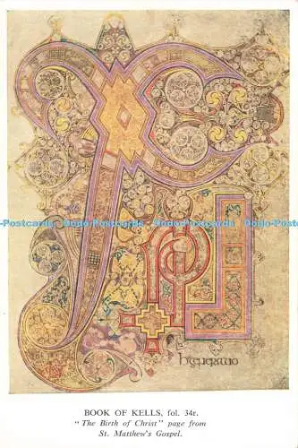 D272309 Book of Kells Die Geburt Christi Seite aus dem Matthäus-Evangelium Dreifaltigkeit C