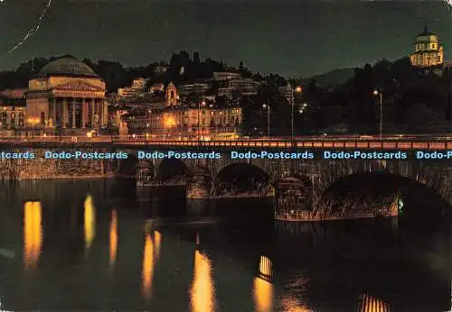 D265718 Torino di Notte Gran Madre di Dio Kirche und Kapuziner Berg Ditta Cagli
