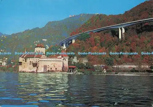D272636 Schloss Montreux von Chillon und Autobahn von Leman Rowesa