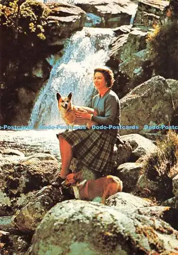 D271207 Her Majesty The Queen by a Waterfall Nr Balmoral J Arthur Dixon Patrick