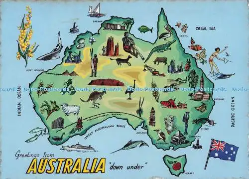 D273253 Grüße aus Australien Down Under Australian Map Nucolourvue Production